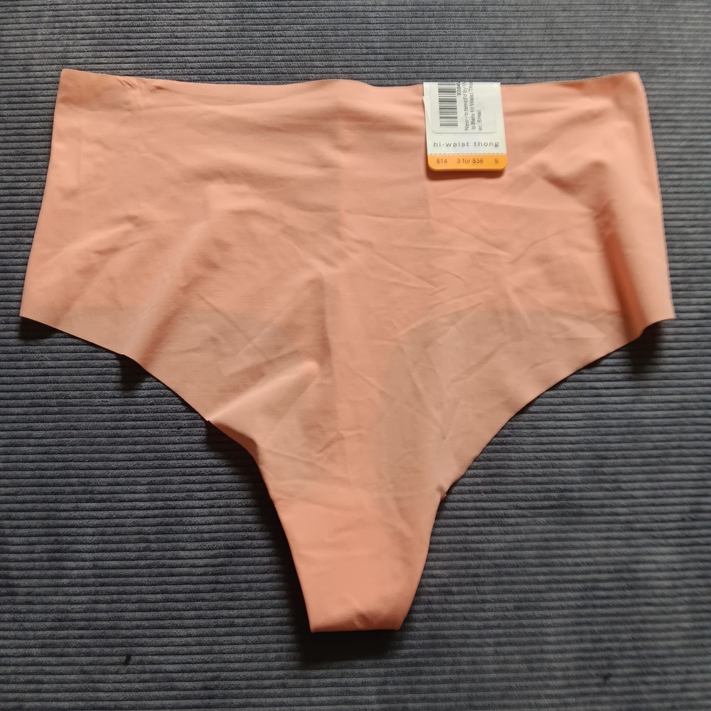 b.tempt'd Hi Waist Thong Womens Small Peach NWT Seamless Microfiber 979267